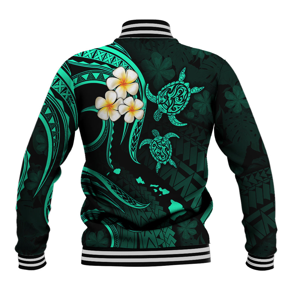 Hawaii Baseball Jacket Maui Islands Pacific Plumeria Turquoise Vibe LT9 - Polynesian Pride