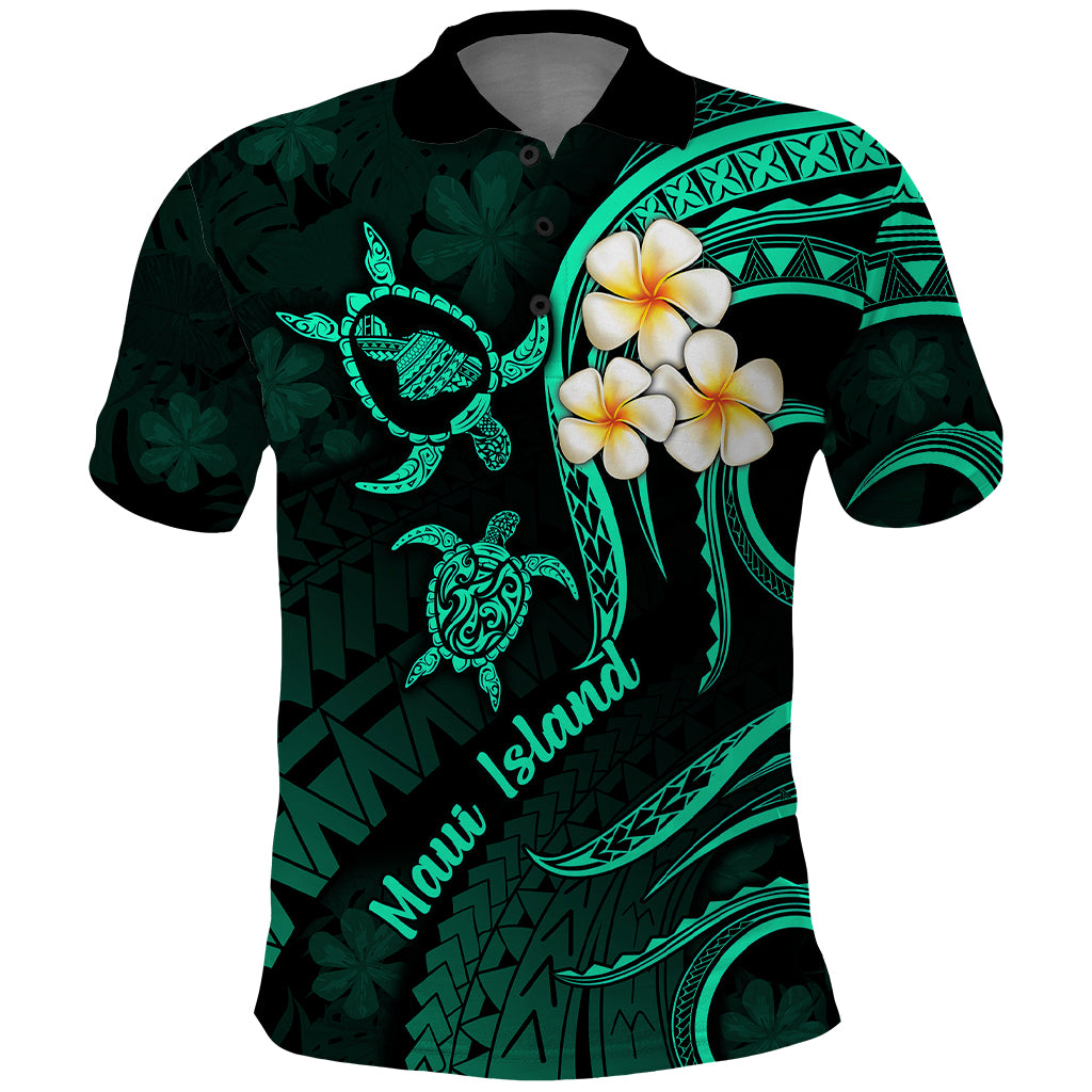 Hawaii Polo Shirt Maui Islands Pacific Plumeria Turquoise Vibe LT9 Turquoise - Polynesian Pride