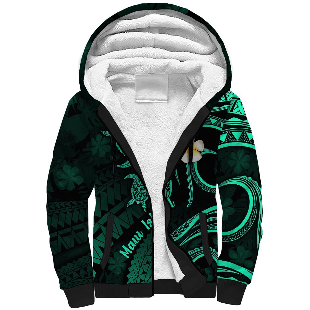 Hawaii Sherpa Hoodie Maui Islands Pacific Plumeria Turquoise Vibe LT9 Unisex Turquoise - Polynesian Pride