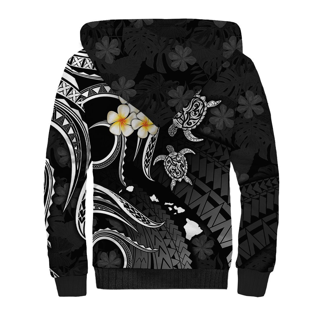 Hawaii Sherpa Hoodie Maui Islands Pacific Plumeria White Vibe LT9 - Polynesian Pride