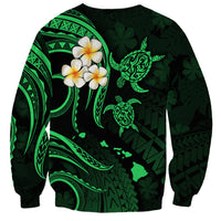 Personalised Maui Hawaii Sweatshirt Polynesian Tattoo and Pacific Plumeria Green Vibe LT9 - Polynesian Pride