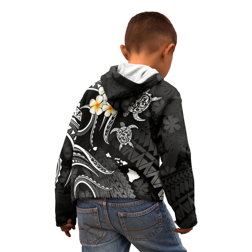 Personalised Maui Hawaii Kid Hoodie Polynesian Tattoo and Pacific Plumeria White Vibe LT9 - Polynesian Pride