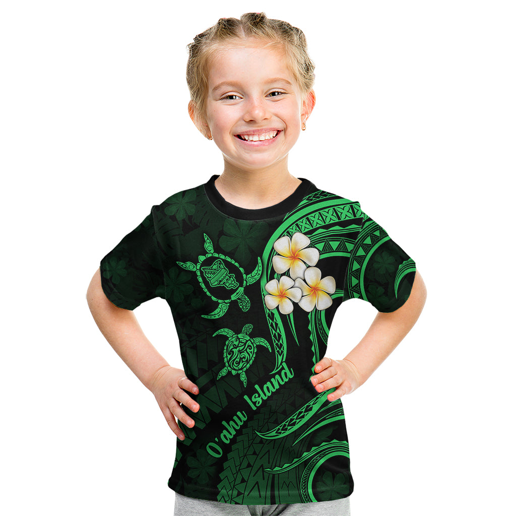 Hawaii Kid T Shirt Oahu Islands Pacific Plumeria Green Vibe LT9 Green - Polynesian Pride