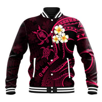 Hawaii Baseball Jacket Oahu Islands Pacific Plumeria Pink Vibe LT9 Unisex Pink - Polynesian Pride