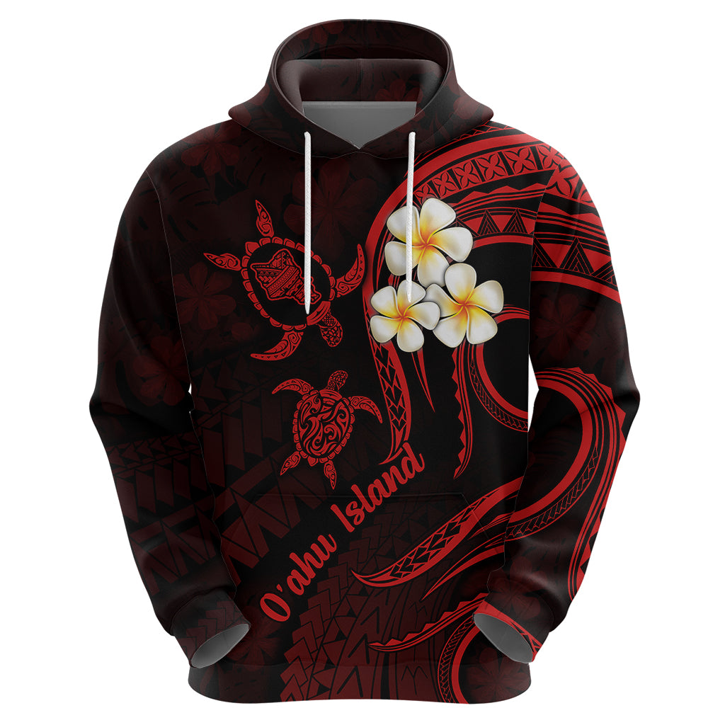 Hawaii Hoodie Oahu Islands Pacific Plumeria Red Vibe LT9 - Polynesian Pride