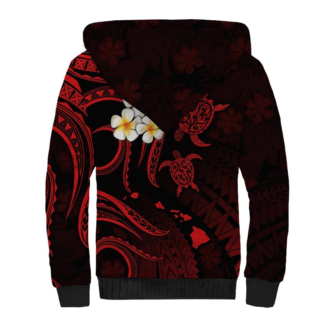 Hawaii Sherpa Hoodie Oahu Islands Pacific Plumeria Red Vibe LT9 - Polynesian Pride