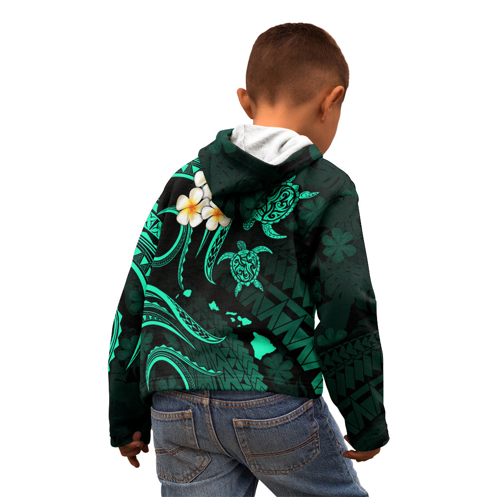 Hawaii Kid Hoodie Oahu Islands Pacific Plumeria Turquoise Vibe LT9 - Polynesian Pride