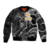 Hawaii Bomber Jacket Oahu Islands Pacific Plumeria White Vibe LT9 Unisex White - Polynesian Pride
