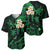 Personalised Oahu Hawaii Baseball Jersey Polynesian Tattoo and Pacific Plumeria Green Vibe LT9 - Polynesian Pride