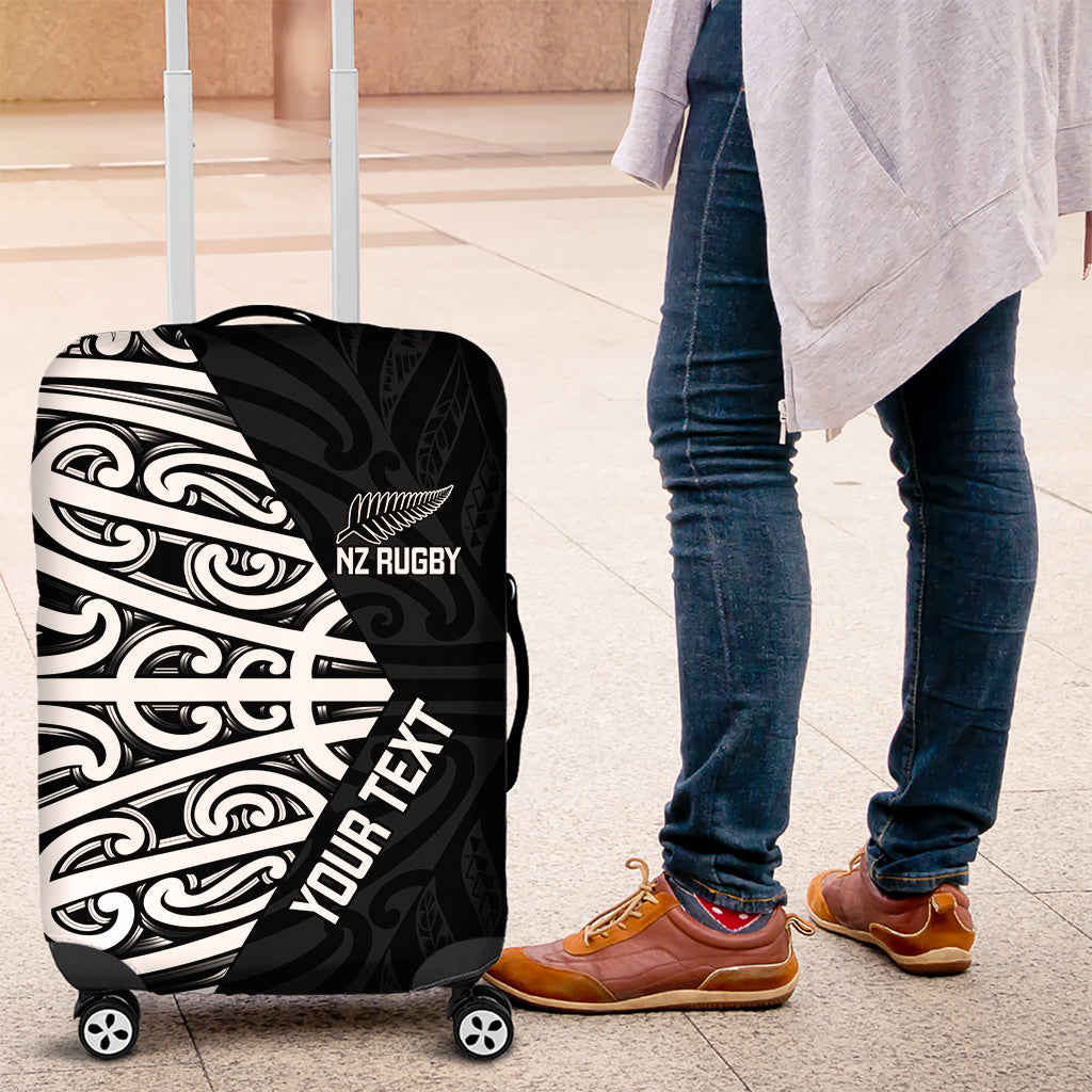 New Zealand Silver Fern Rugby Custom Luggage Cover Maori Koru Go Black Fern LT14 Black - Polynesian Pride