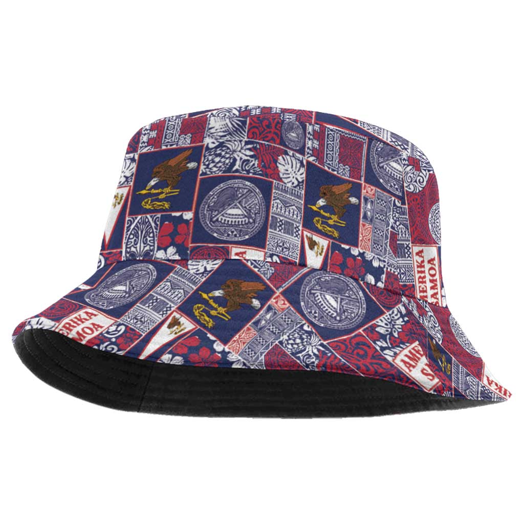 Manuia le Kerisimasi American Samoa Bucket Hat Pacific Patchwork Xmas Vibes LT9 One Size Blue - Polynesian Pride