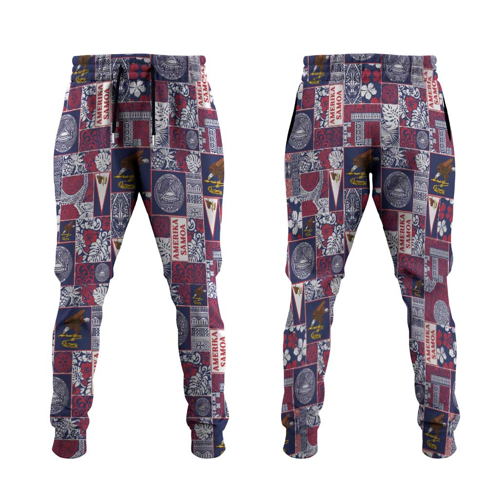 Manuia le Kerisimasi American Samoa Jogger Pants Pacific Patchwork Xmas Vibes LT9 Blue - Polynesian Pride