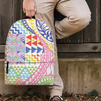 Maori Kowhaiwhai Taniko Patchwork Rainbow Motifs Backpack