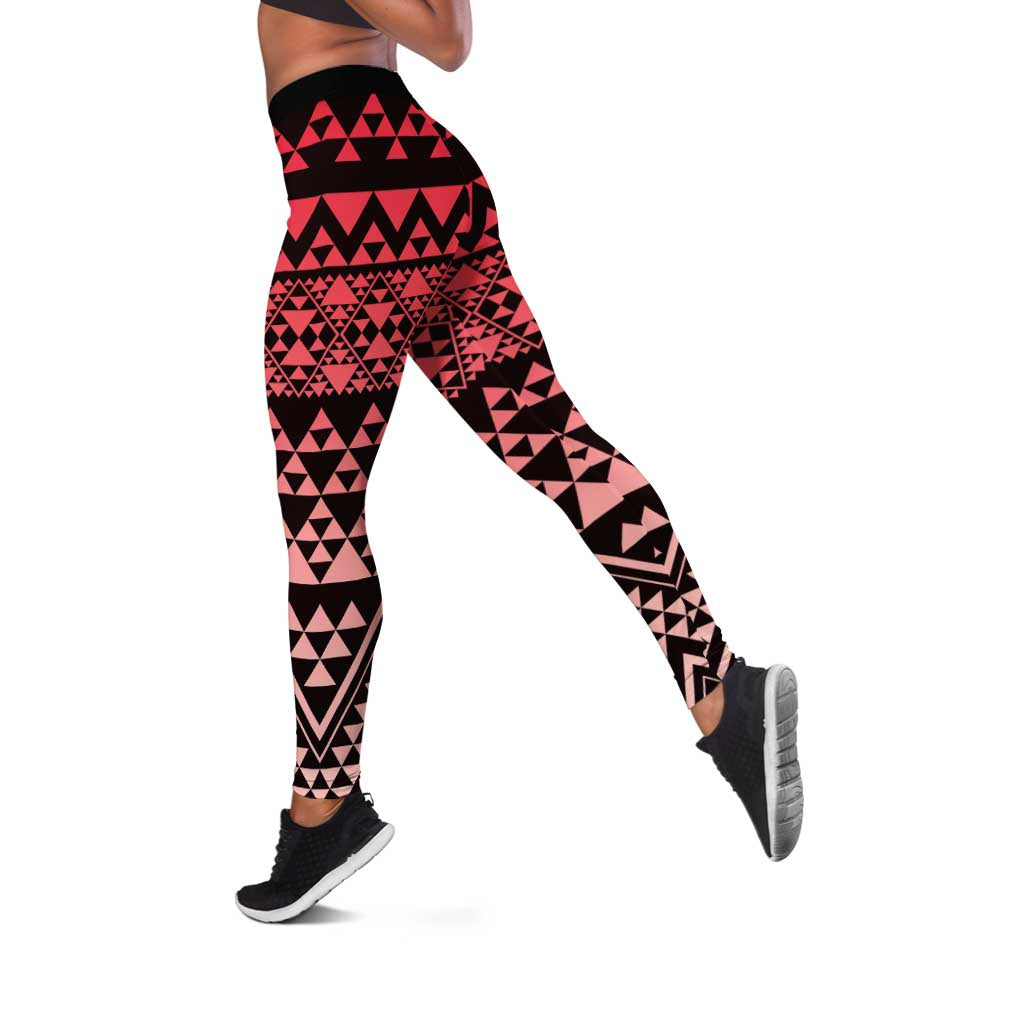 Maori Niho Taniwha Te Wheiao Leggings Terracotta LT7 Terracotta - Polynesian Pride