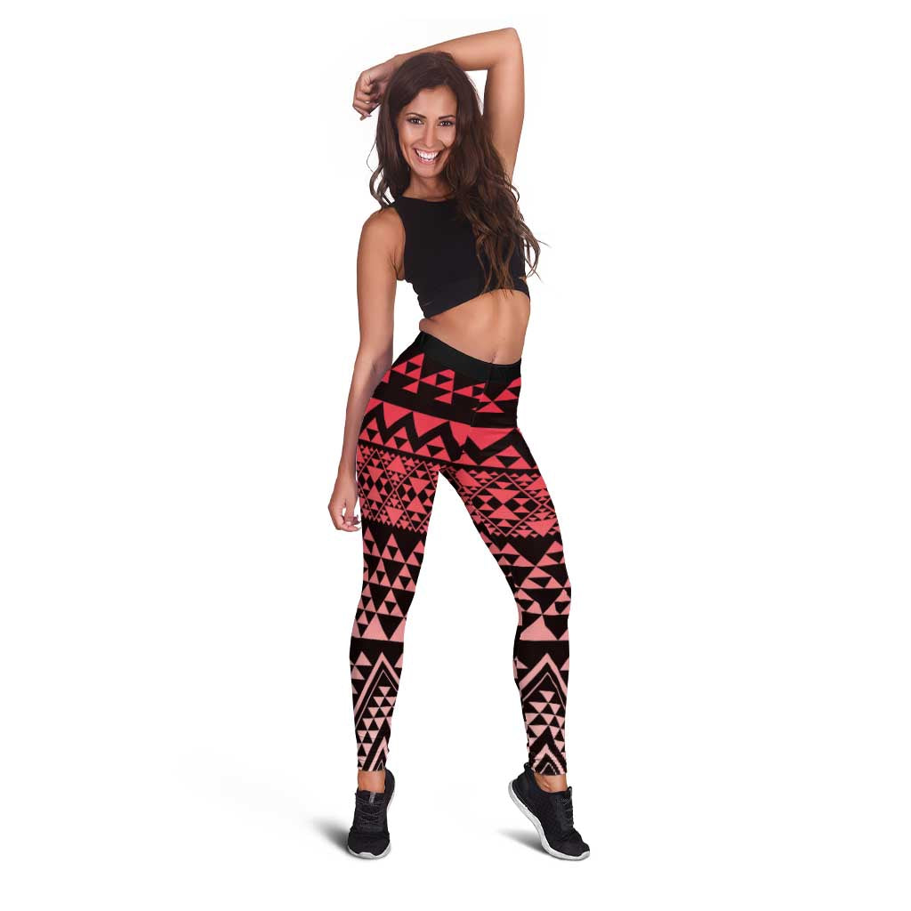 Maori Niho Taniwha Te Wheiao Leggings Terracotta LT7 - Polynesian Pride
