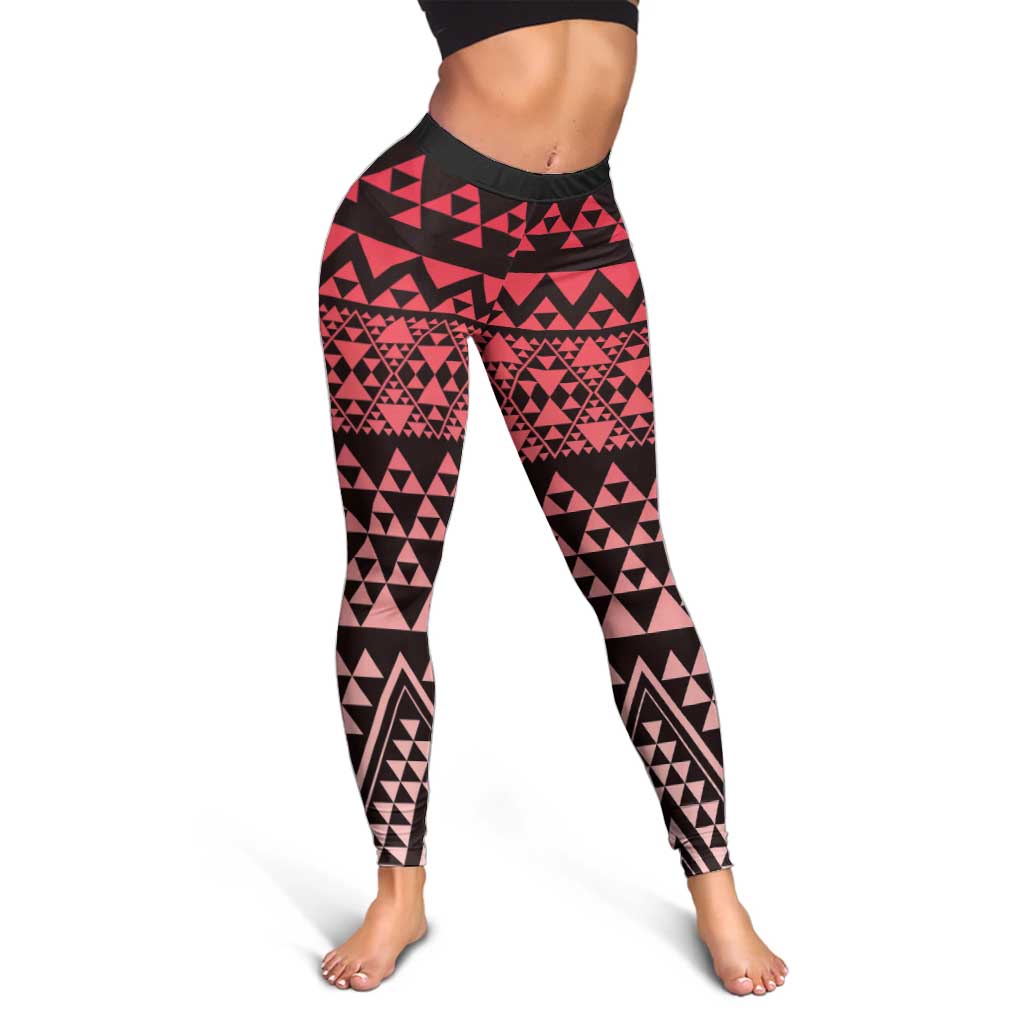 Maori Niho Taniwha Te Wheiao Leggings Terracotta LT7 - Polynesian Pride