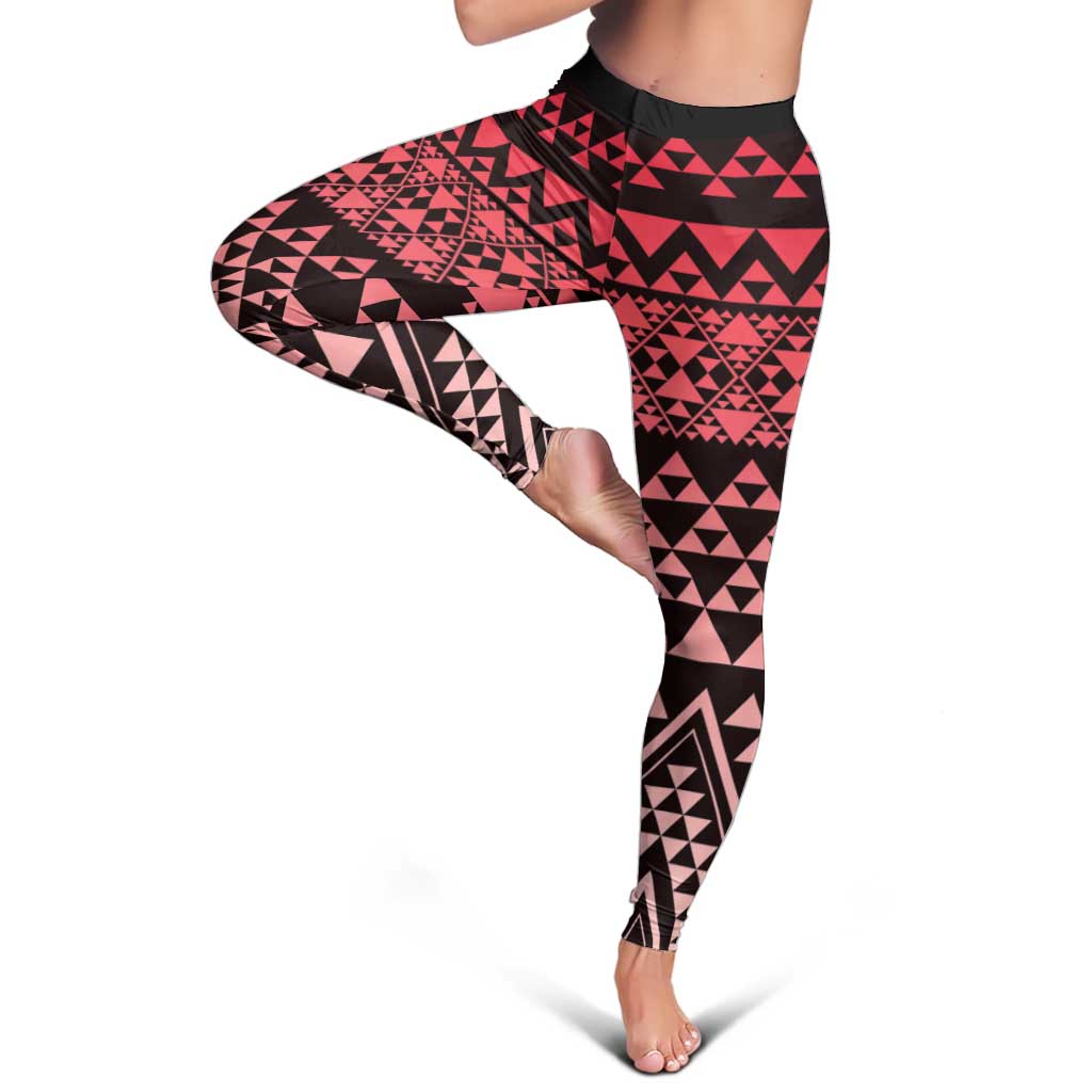 Maori Niho Taniwha Te Wheiao Leggings Terracotta LT7 - Polynesian Pride