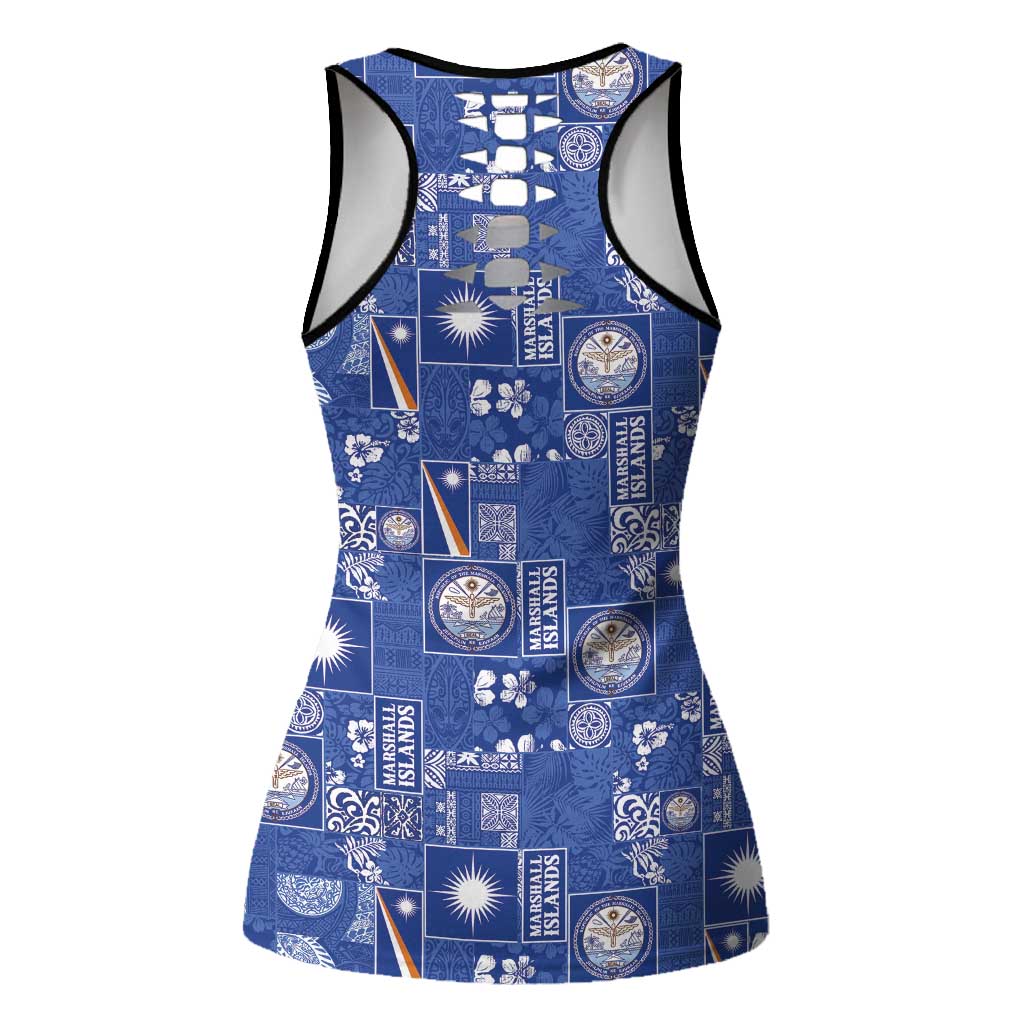 Marshall Islands Merry Christmas Hollow Tank Top Pacific Patchwork Xmas Vibes LT9 - Polynesian Pride