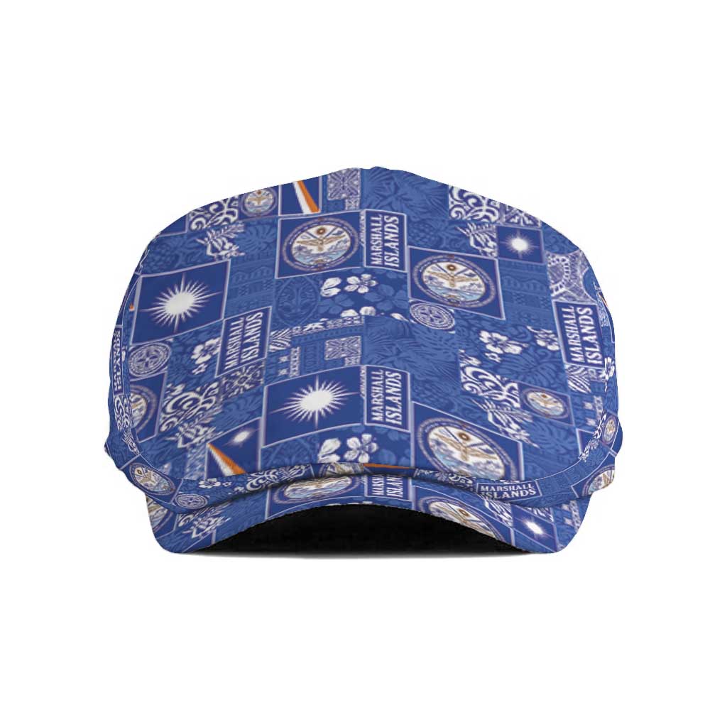 Marshall Islands Merry Christmas Jeff Hat Pacific Patchwork Xmas Vibes LT9 Blue - Polynesian Pride