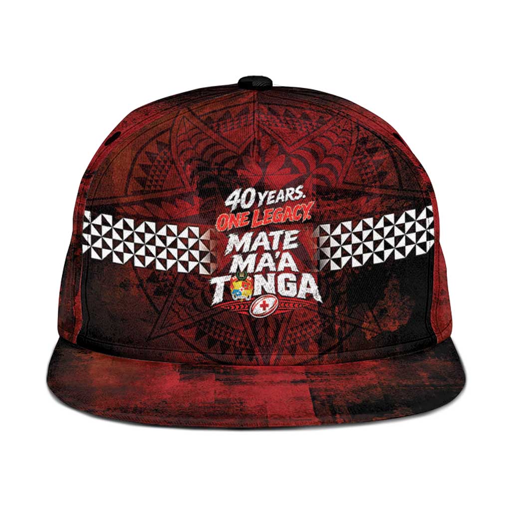 Mate Maa Tonga Rugby 2026 Snapback Cap 40 Years Anniversary One Legacy LT14 One Size Red - Polynesian Pride