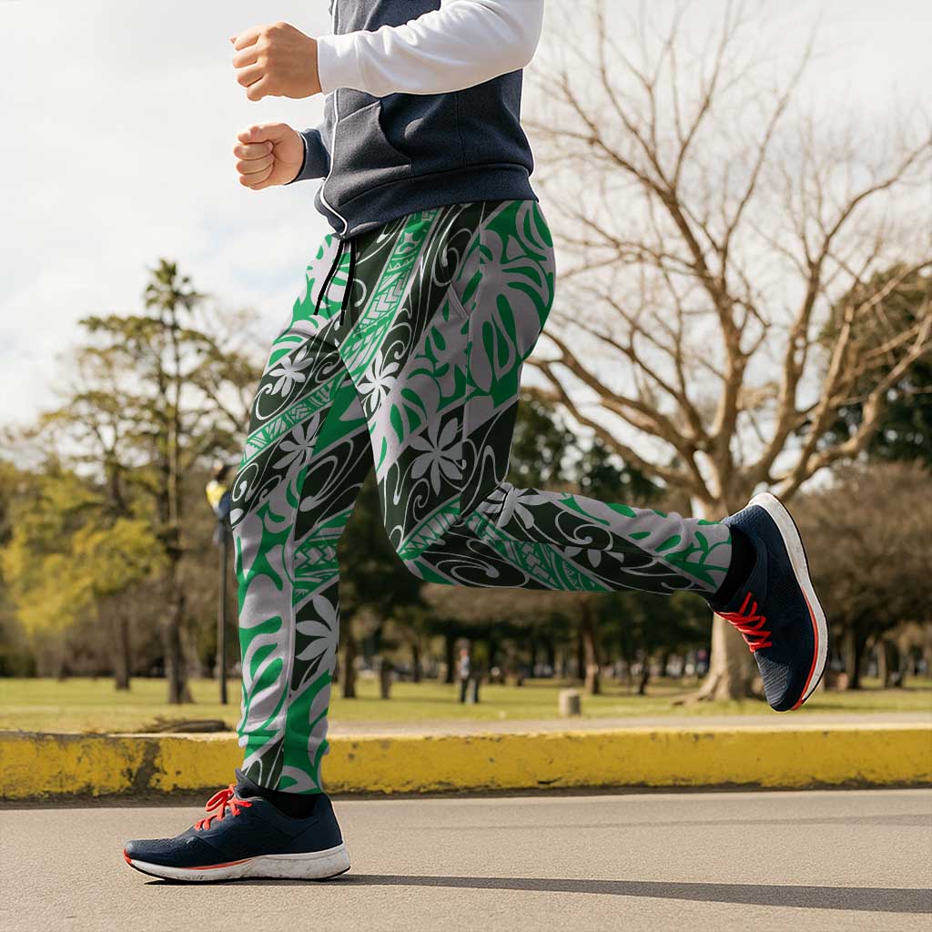 Matie Tahiti Tiare Monstera Jogger Pants Polynesian Pattern Curve Style LT01 - Polynesian Pride