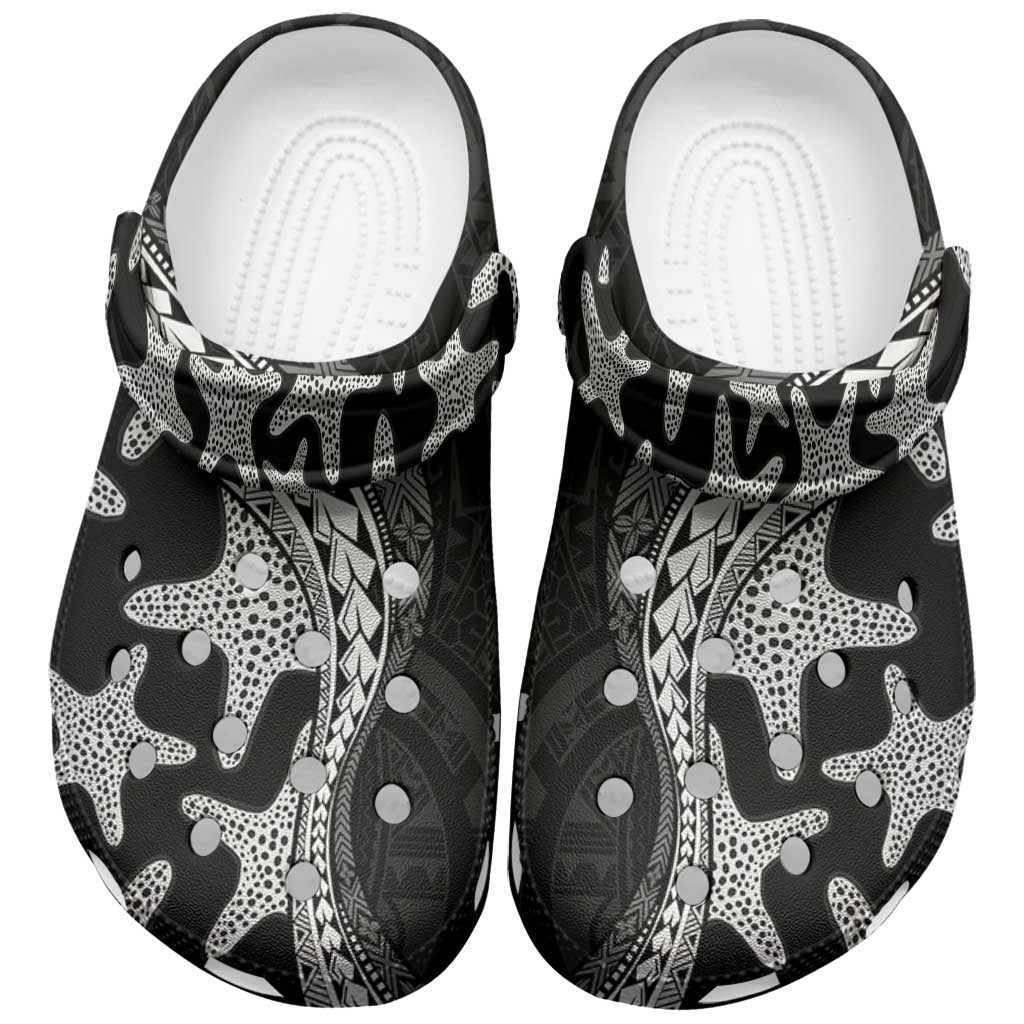 Monotone Polynesian Starfish Unique Pattern Clogs Shoes LT01 Black - Polynesian Pride