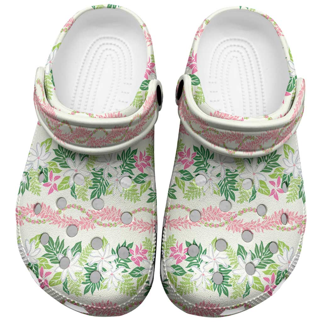 Monstera Tiare Plumeria Lei Pattern Clogs Shoes Green Version