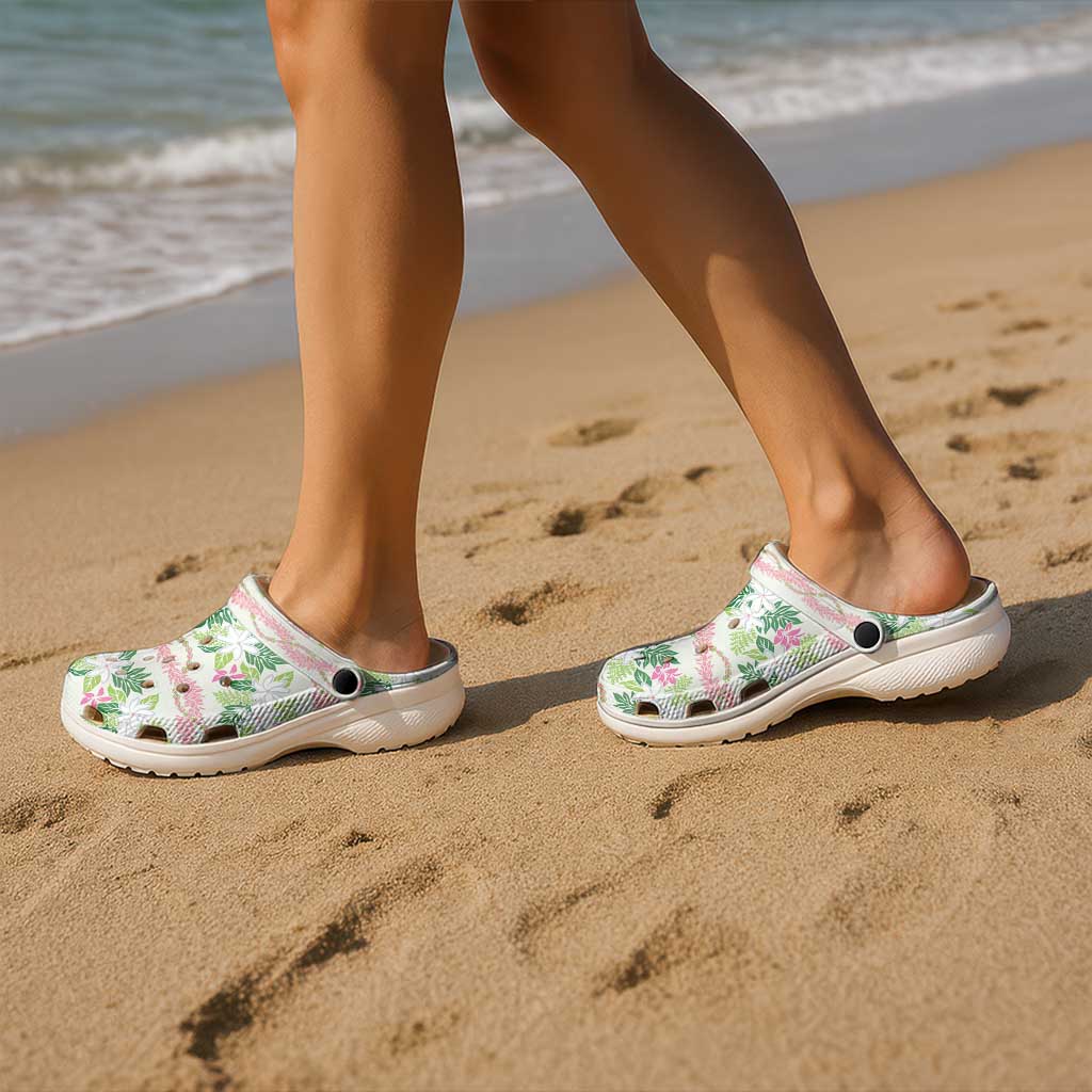 Monstera Tiare Plumeria Lei Pattern Clogs Shoes Green Version