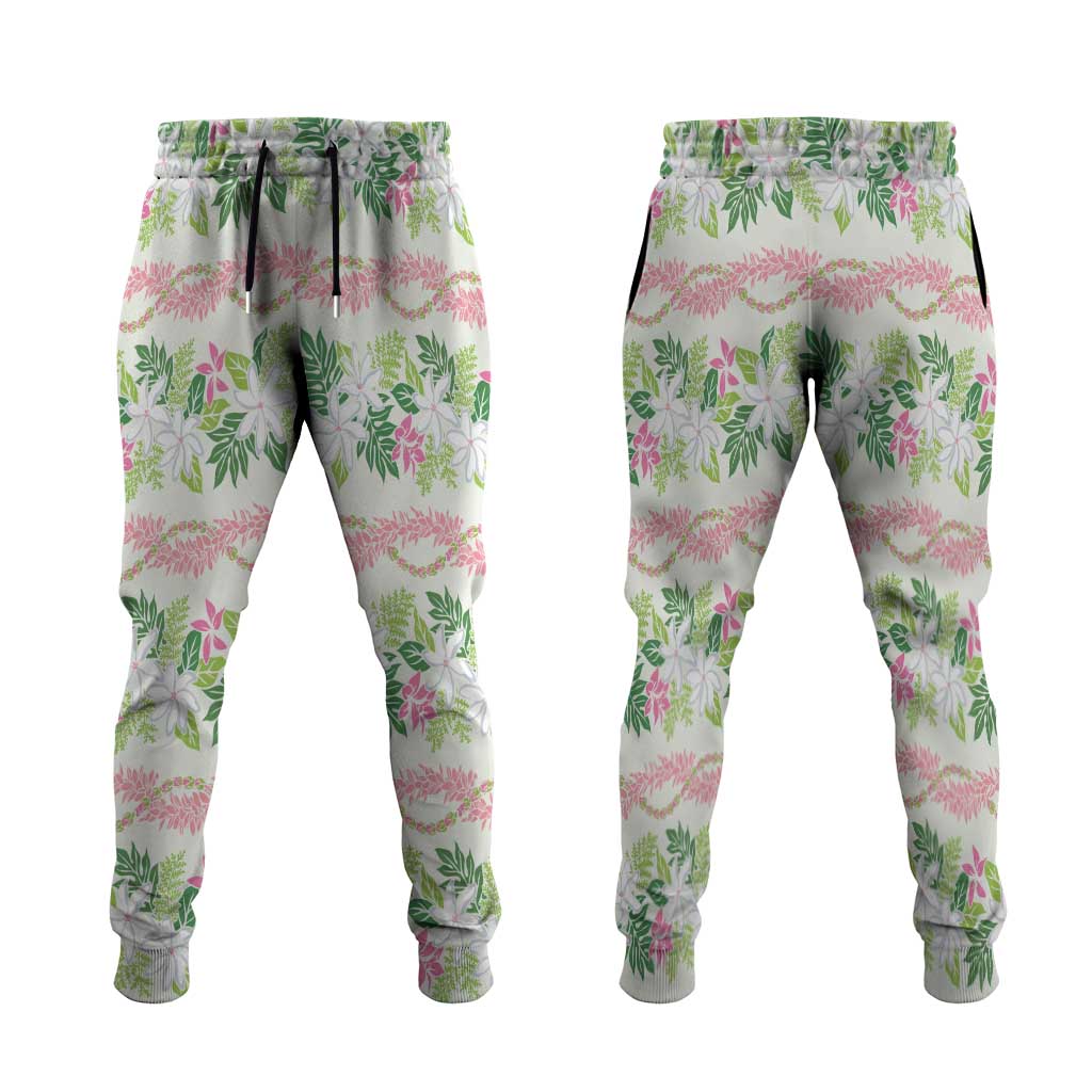 Monstera Tiare Plumeria Lei Pattern Jogger Pants Green Version LT01 Green - Polynesian Pride