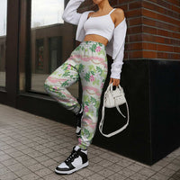Monstera Tiare Plumeria Lei Pattern Jogger Pants Green Version LT01 - Polynesian Pride