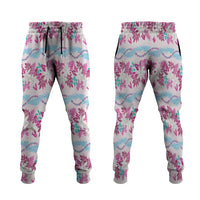 Monstera Tiare Plumeria Lei Pattern Jogger Pants Pink Version LT01 Pink - Polynesian Pride
