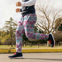 Monstera Tiare Plumeria Lei Pattern Jogger Pants Pink Version LT01 - Polynesian Pride
