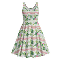 Monstera Tiare Plumeria Lei Pattern Midi Dress Green Version LT01 Green - Polynesian Pride