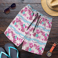 Monstera Tiare Plumeria Lei Pattern Shorts for Men Pink Version LT01 Pink - Polynesian Pride