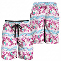 Monstera Tiare Plumeria Lei Pattern Shorts for Men Pink Version LT01 - Polynesian Pride