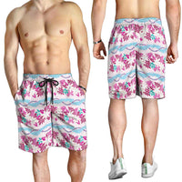 Monstera Tiare Plumeria Lei Pattern Shorts for Men Pink Version LT01 - Polynesian Pride