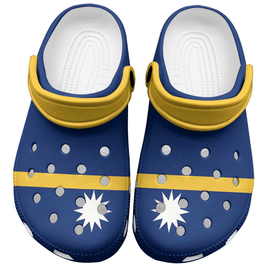 Nauru Clogs Shoes Heritage Palette Flag-Inspired LT01 Blue - Polynesian Pride