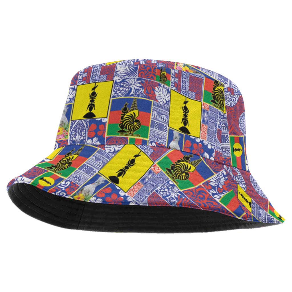 New Caledonia Joyeux Noel Bucket Hat Pacific Patchwork Xmas Vibes LT9 One Size Blue - Polynesian Pride