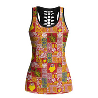 Niue Monuina e Kilisimasi Hollow Tank Top Pacific Patchwork Xmas Vibes LT9 Female Yellow - Polynesian Pride