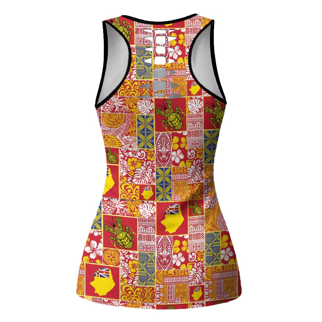Niue Monuina e Kilisimasi Hollow Tank Top Pacific Patchwork Xmas Vibes LT9 - Polynesian Pride
