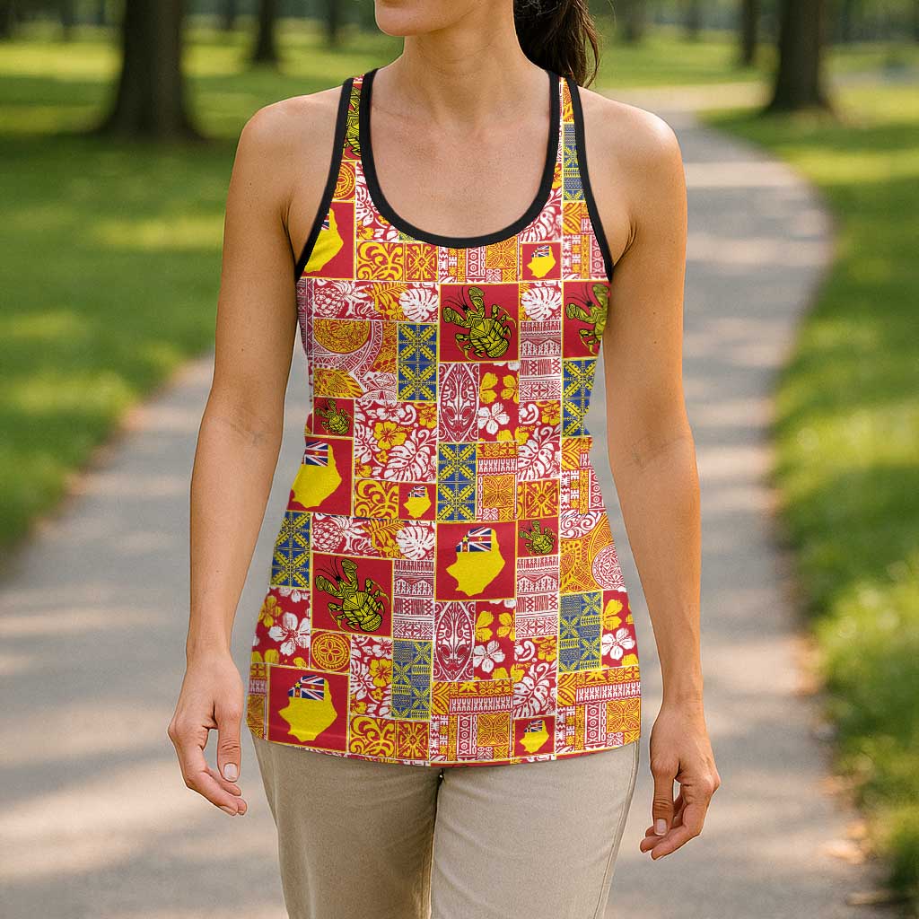 Niue Monuina e Kilisimasi Hollow Tank Top Pacific Patchwork Xmas Vibes LT9 - Polynesian Pride