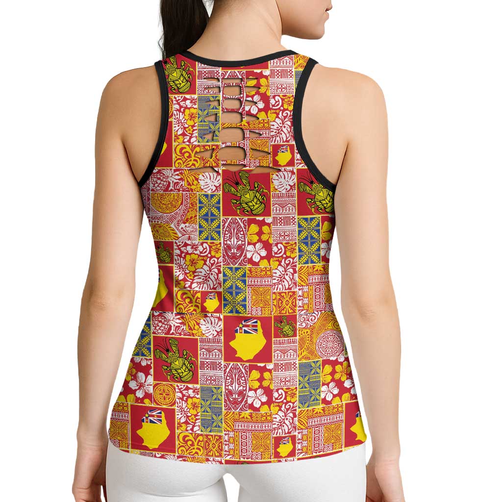 Niue Monuina e Kilisimasi Hollow Tank Top Pacific Patchwork Xmas Vibes LT9 - Polynesian Pride