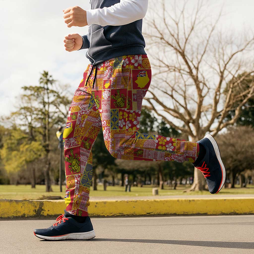 Niue Monuina e Kilisimasi Jogger Pants Pacific Patchwork Xmas Vibes LT9 - Polynesian Pride