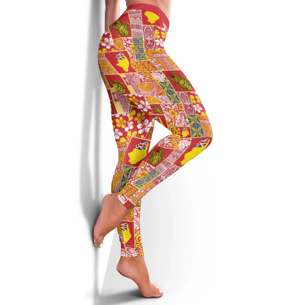 Niue Monuina e Kilisimasi Leggings Pacific Patchwork Xmas Vibes LT9 - Polynesian Pride