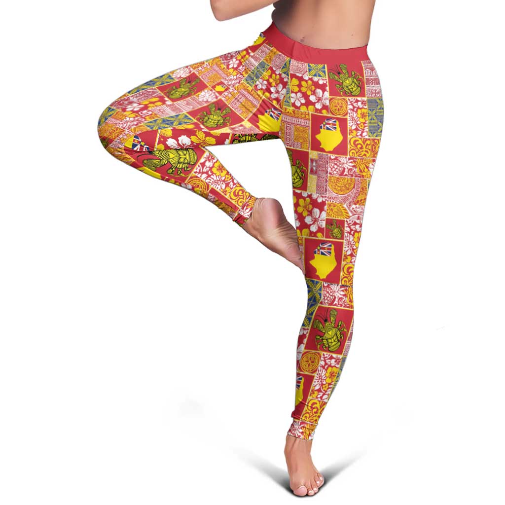 Niue Monuina e Kilisimasi Leggings Pacific Patchwork Xmas Vibes LT9 - Polynesian Pride