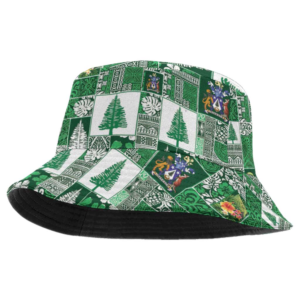 Norfolk Island Meri Krismas Bucket Hat Pacific Patchwork Xmas Vibes LT9 One Size Green - Polynesian Pride