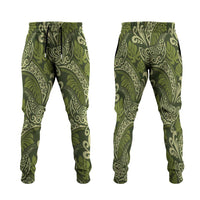 Olive Green Monstera Jogger Pants Polynesian Tribal Pattern LT01 Green - Polynesian Pride