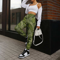 Olive Green Monstera Jogger Pants Polynesian Tribal Pattern LT01 - Polynesian Pride