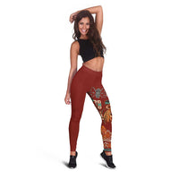 Oxblood Batik Papua-inspired Pattern Leggings LT9 - Polynesian Pride