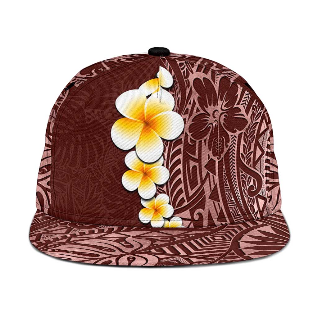 Oxblood Tropical Plumeria With Galaxy Polynesian Art Snapback Cap LT14 One Size Oxblood - Polynesian Pride
